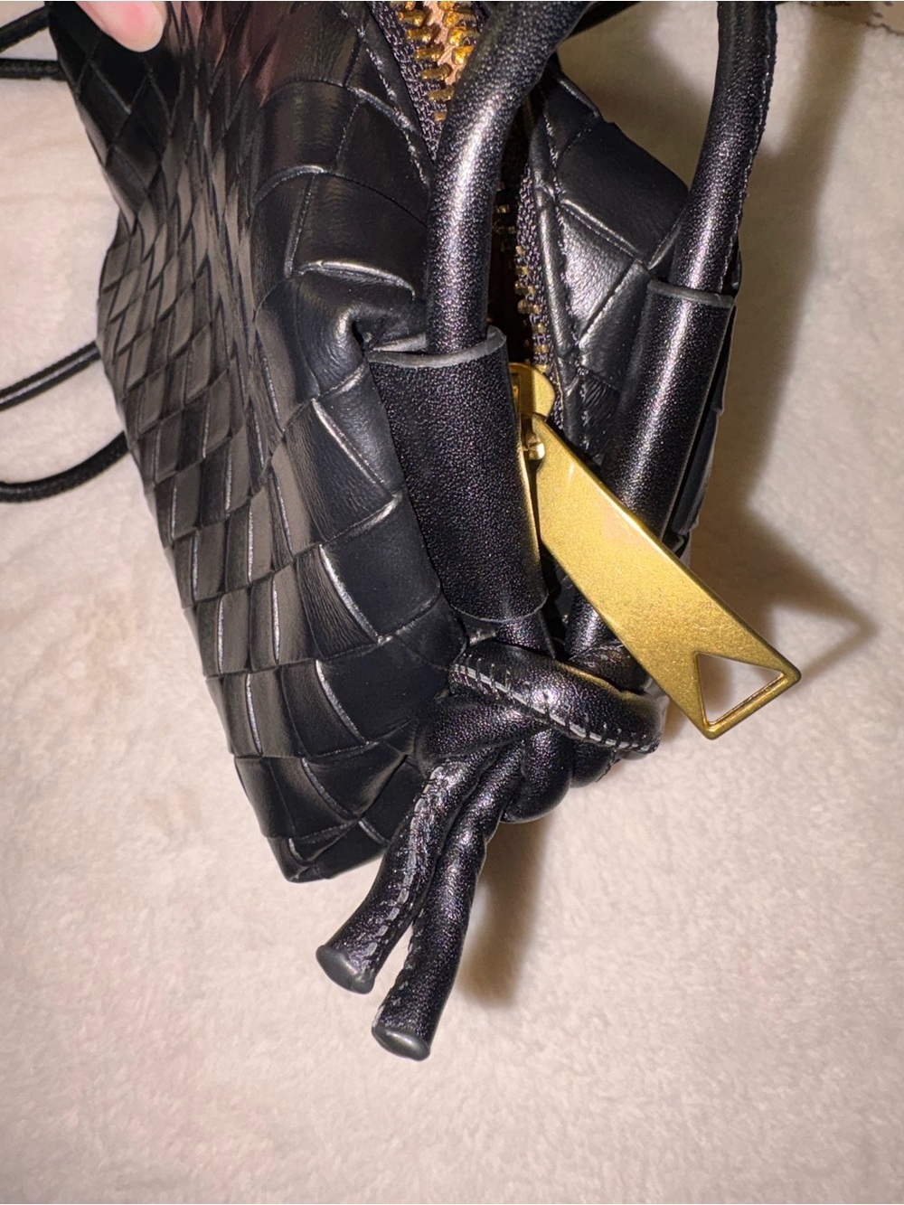 Black Woven Leather Crossbody Bag - Picture 5 of 5